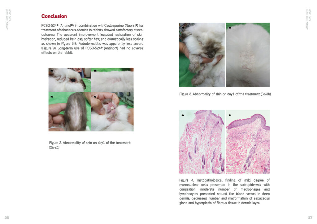 The Use of Cyclosporine and PCSO-524® in the Treatment of Alopecia and  Dermatitis due to Sebaceous Adenitis in Rabbits – Antinol Studies