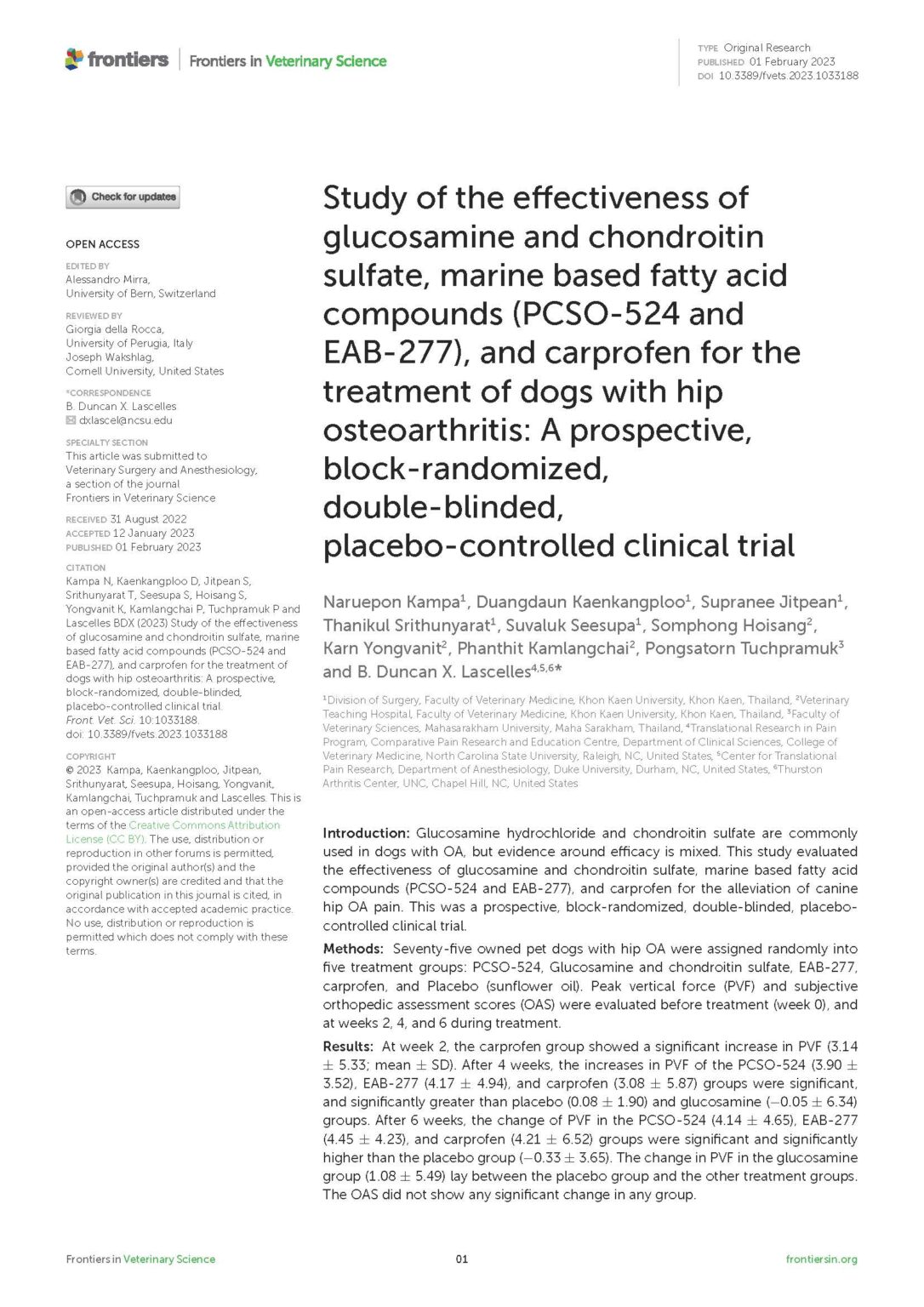 Study of the effectiveness of glucosamine and chondroitin sulfate